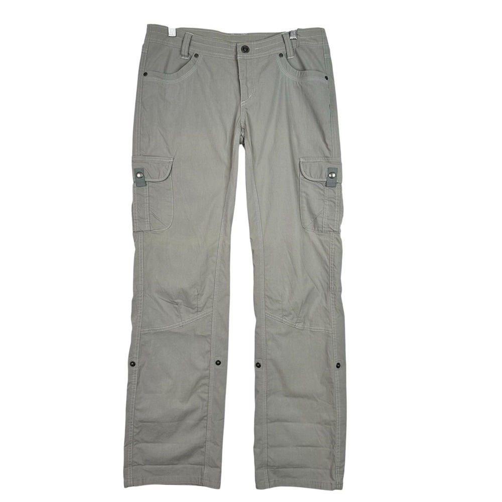 KÜHL Legendary Convertible Cargo Hiking Pants Gray Roll Tab Outdoor Women 8 Reg